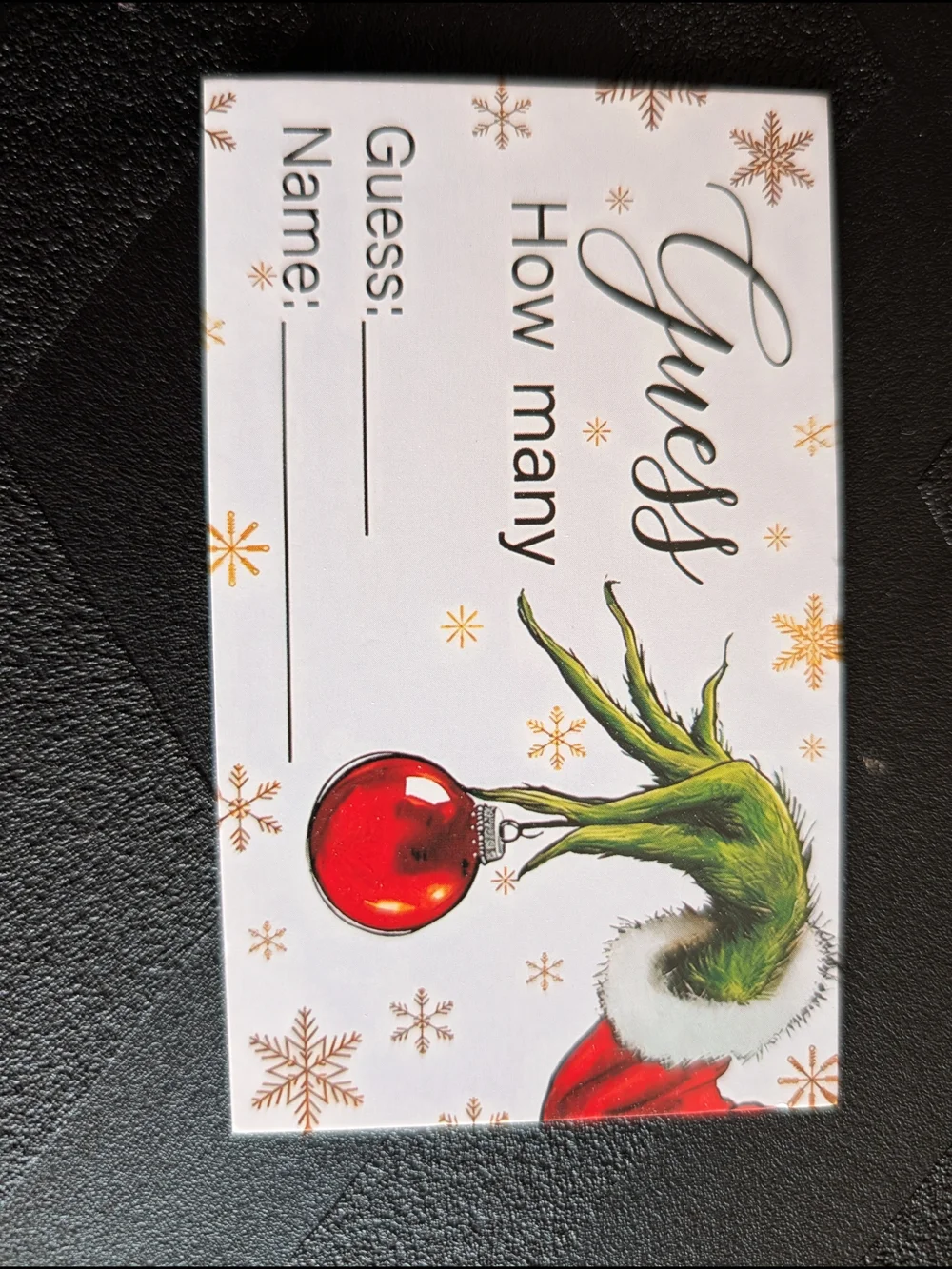 Grinch 'Guess How Many' Game Cards